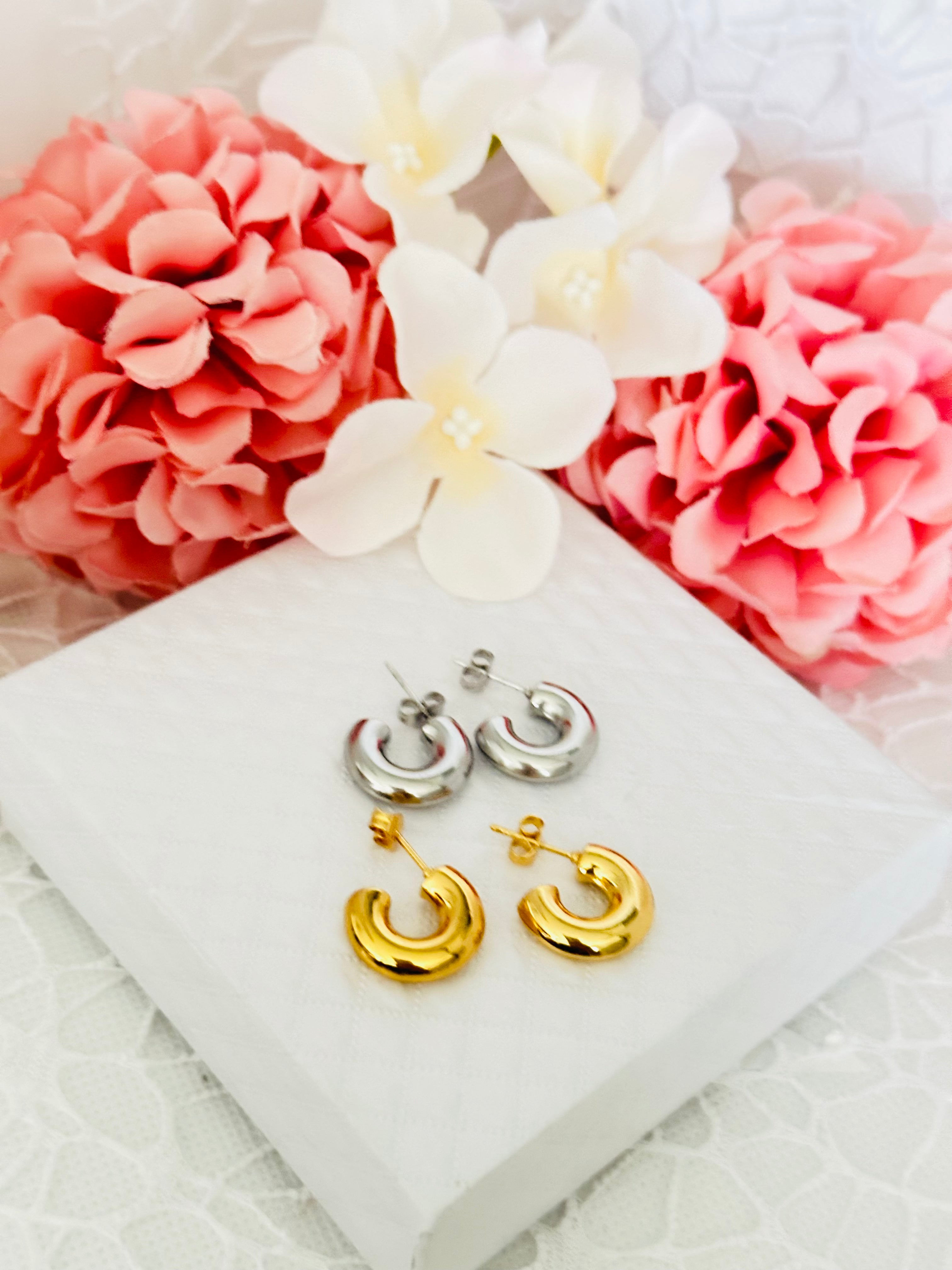 Boucles d'Oreilles Clip Métal Cercle et Croissant de Lune Boucles d'Oreilles Clip Métal Cercle et Croissant de Lune