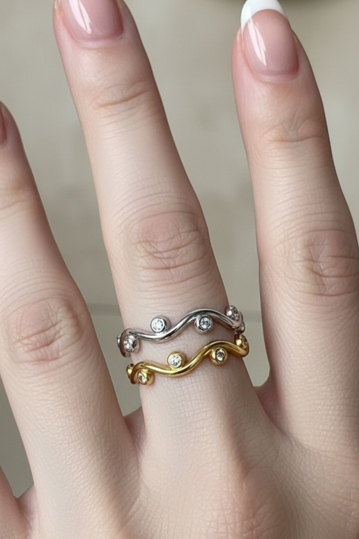 Anelli Silver e Gold impilati