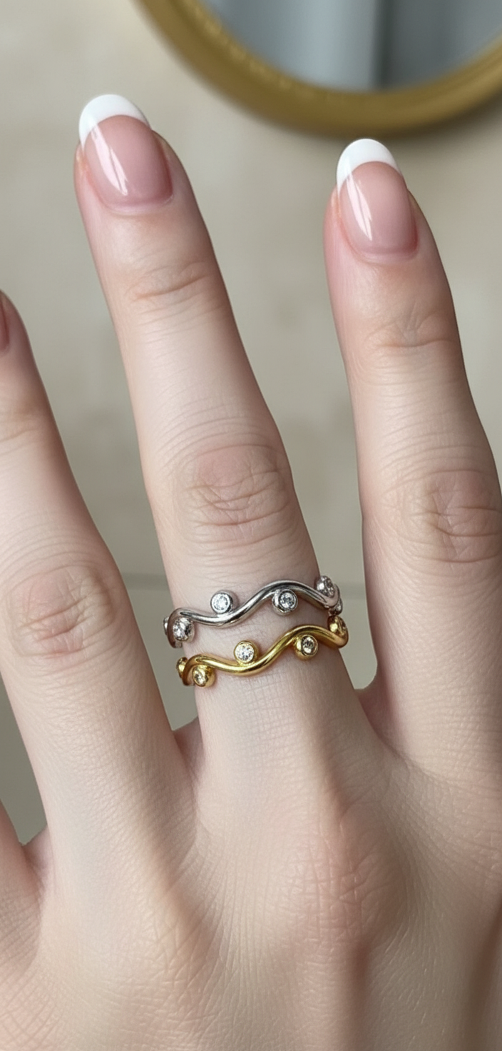 Anelli Silver e Gold impilati
