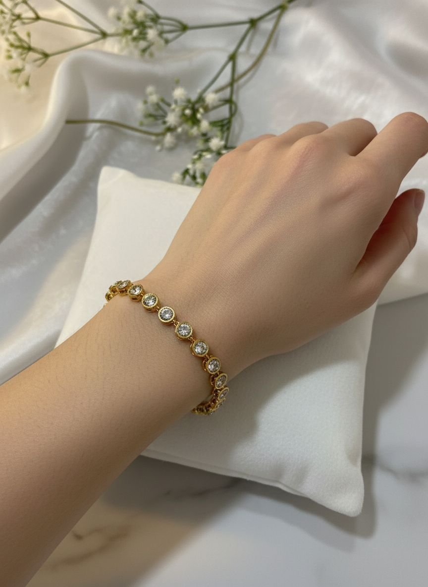 Bracciale tennis gold indossato
