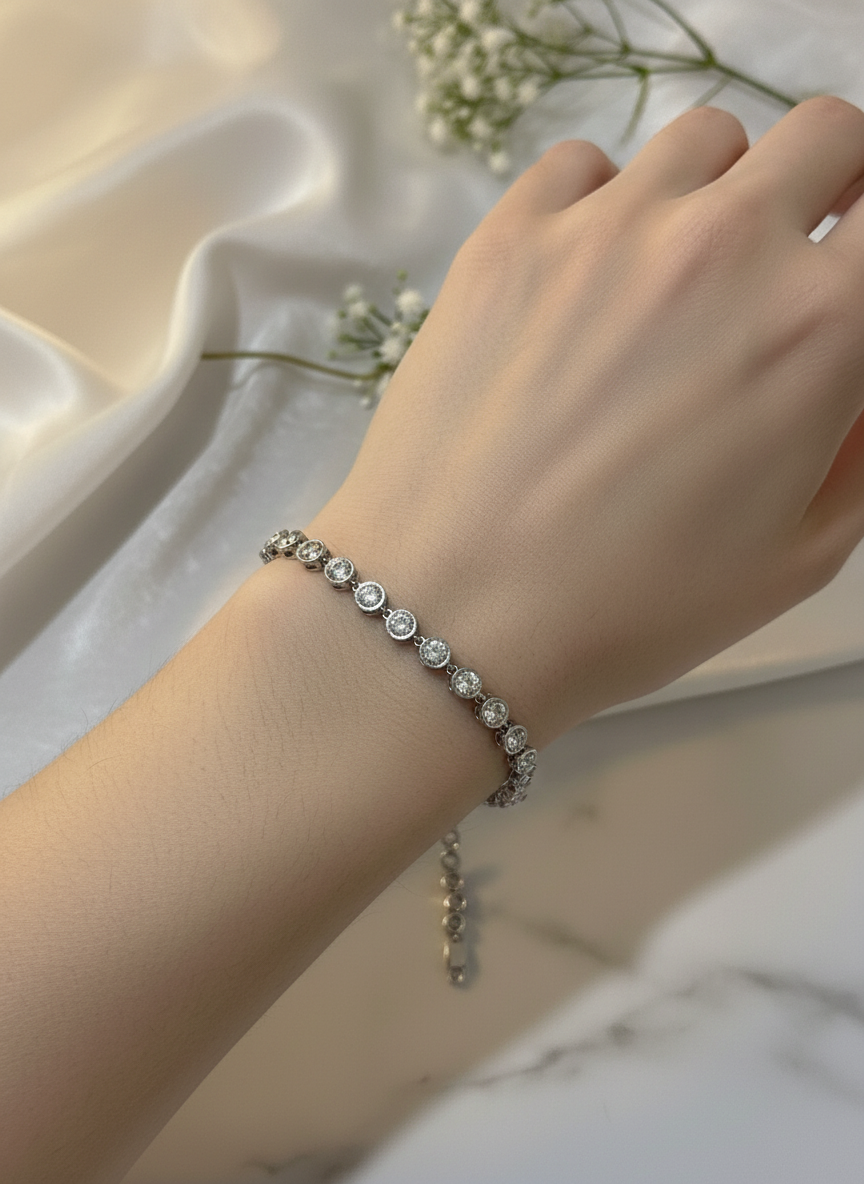 Bracciale tennis silver indossato