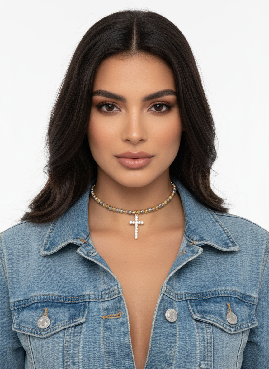 Choker rigido con croce gold