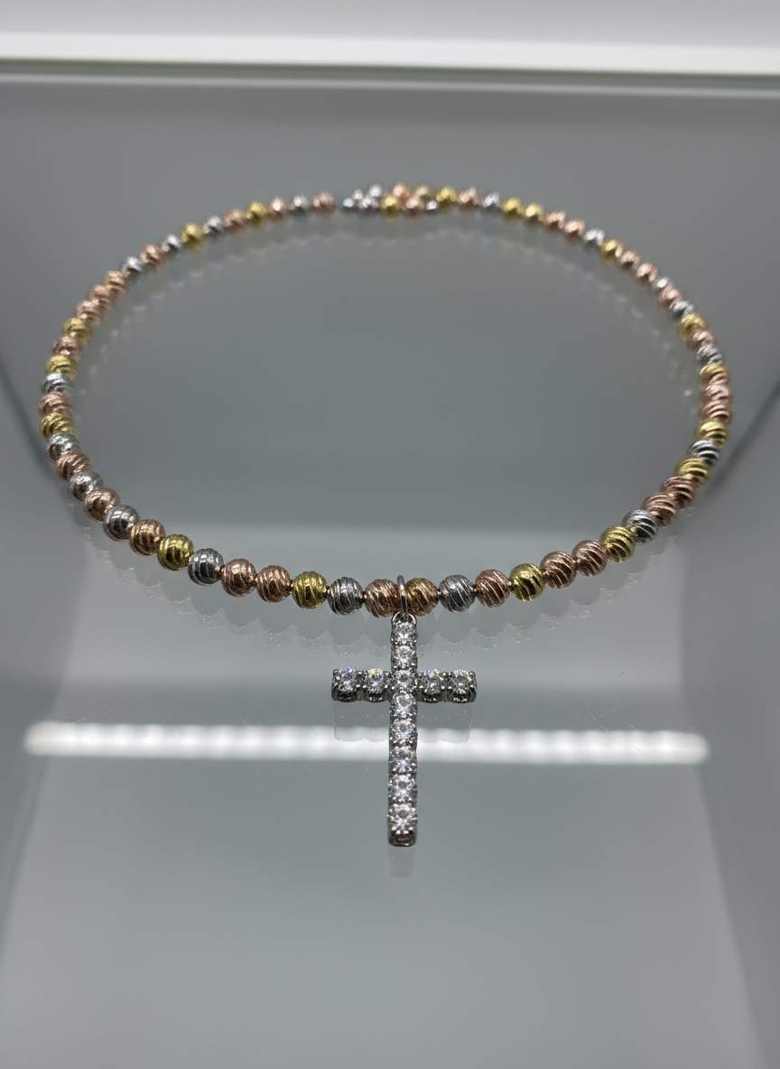 Choker rigido con croce Silver 