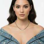 Collana ALESSIA tricolore con giacca denim