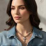 Collana Sacred Slim Silver con giacca jeans