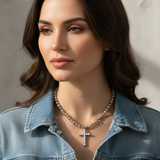 Collana Sacred Slim Silver con giacca jeans
