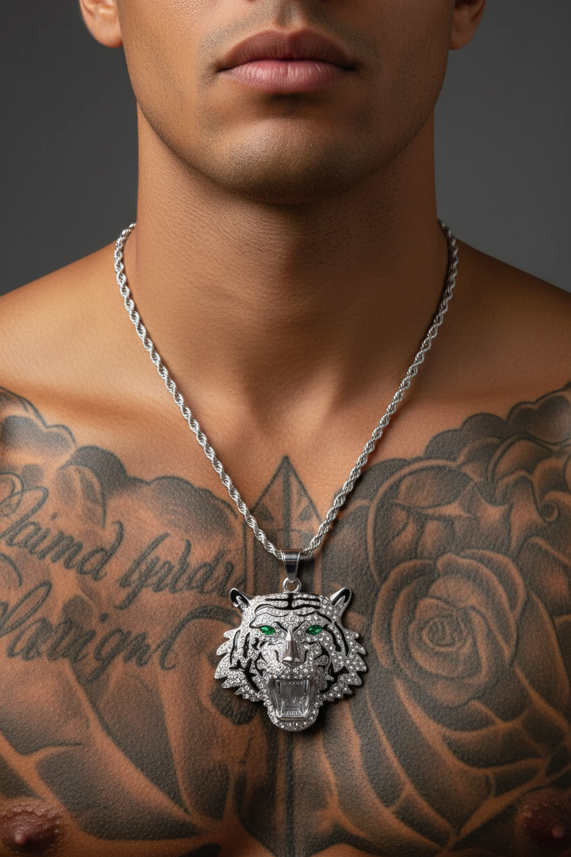 Collana tigre argento