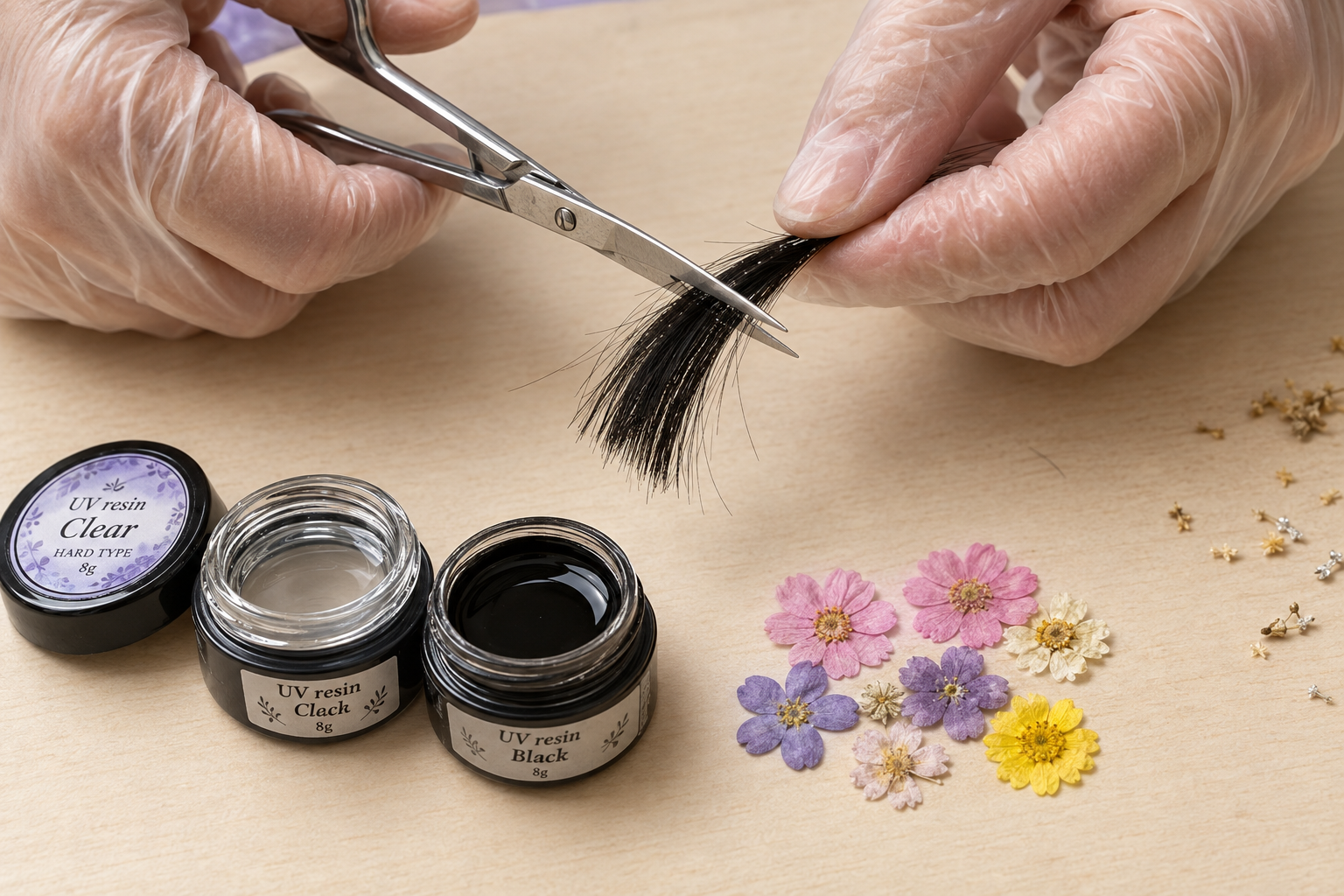 Foto 1 - taglio dei capelli, con i fiori reali come riferimento