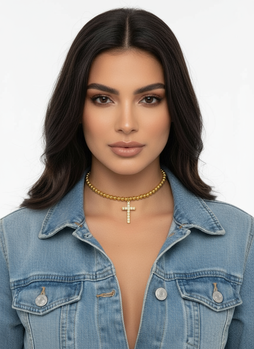 Modella con collana gold