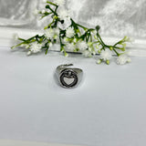 Anello in acciaio regolabile con cuore sacro silver 