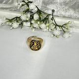 Anello in acciaio regolabile con san Gennaro Gold 