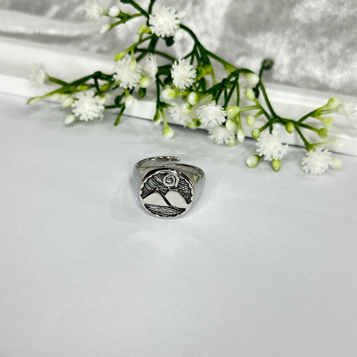 Anello in acciaio regolabile con Vesuvio silver