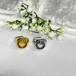 Anello in acciaio regolabile con cuore sacro 