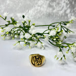 Anello in acciaio regolabile con corna 