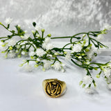 Anello in acciaio regolabile con corna 