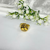 Anello in acciaio regolabile con Vesuvio Gold 