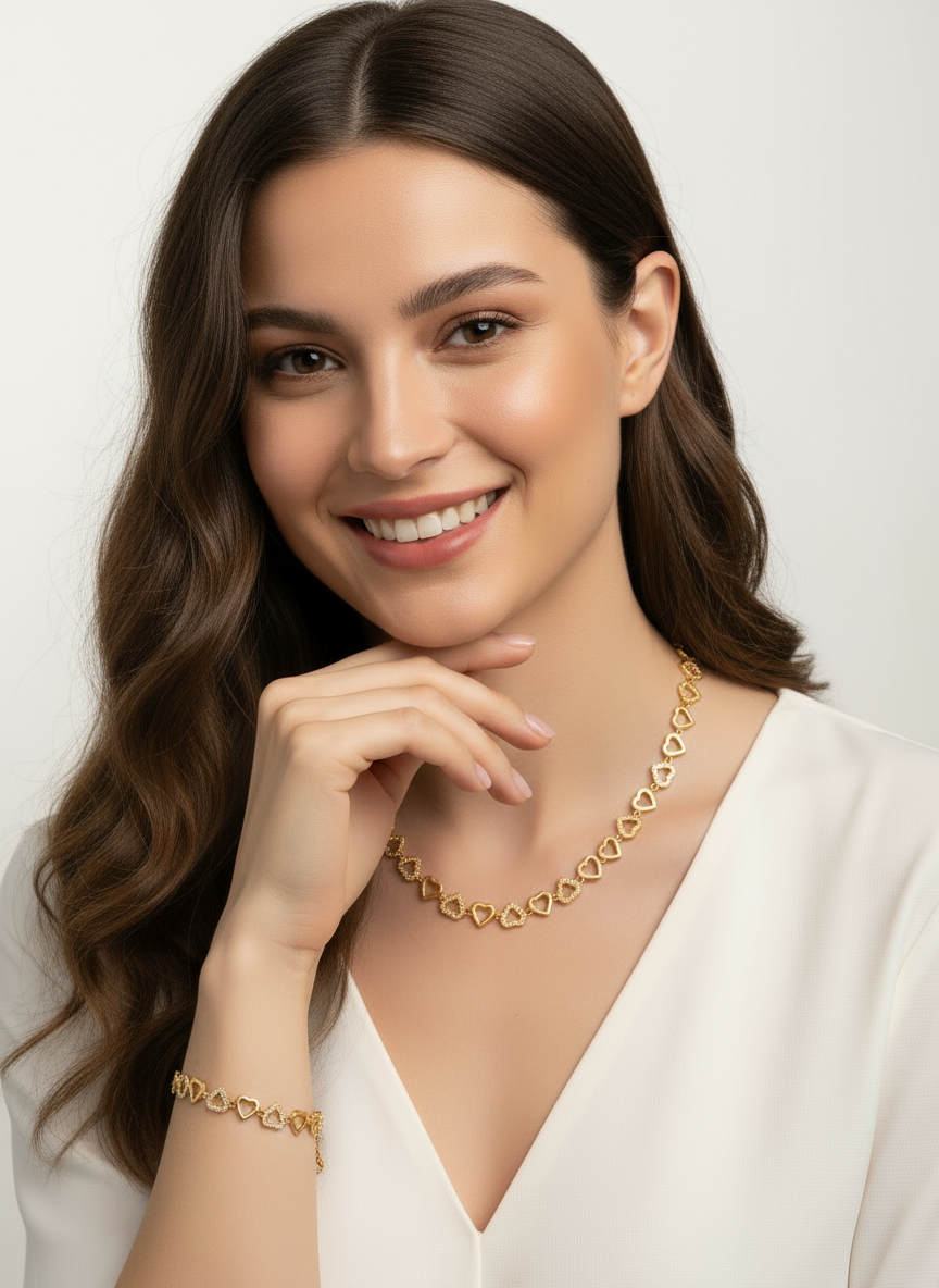 Set collana e bracciale tutto oro