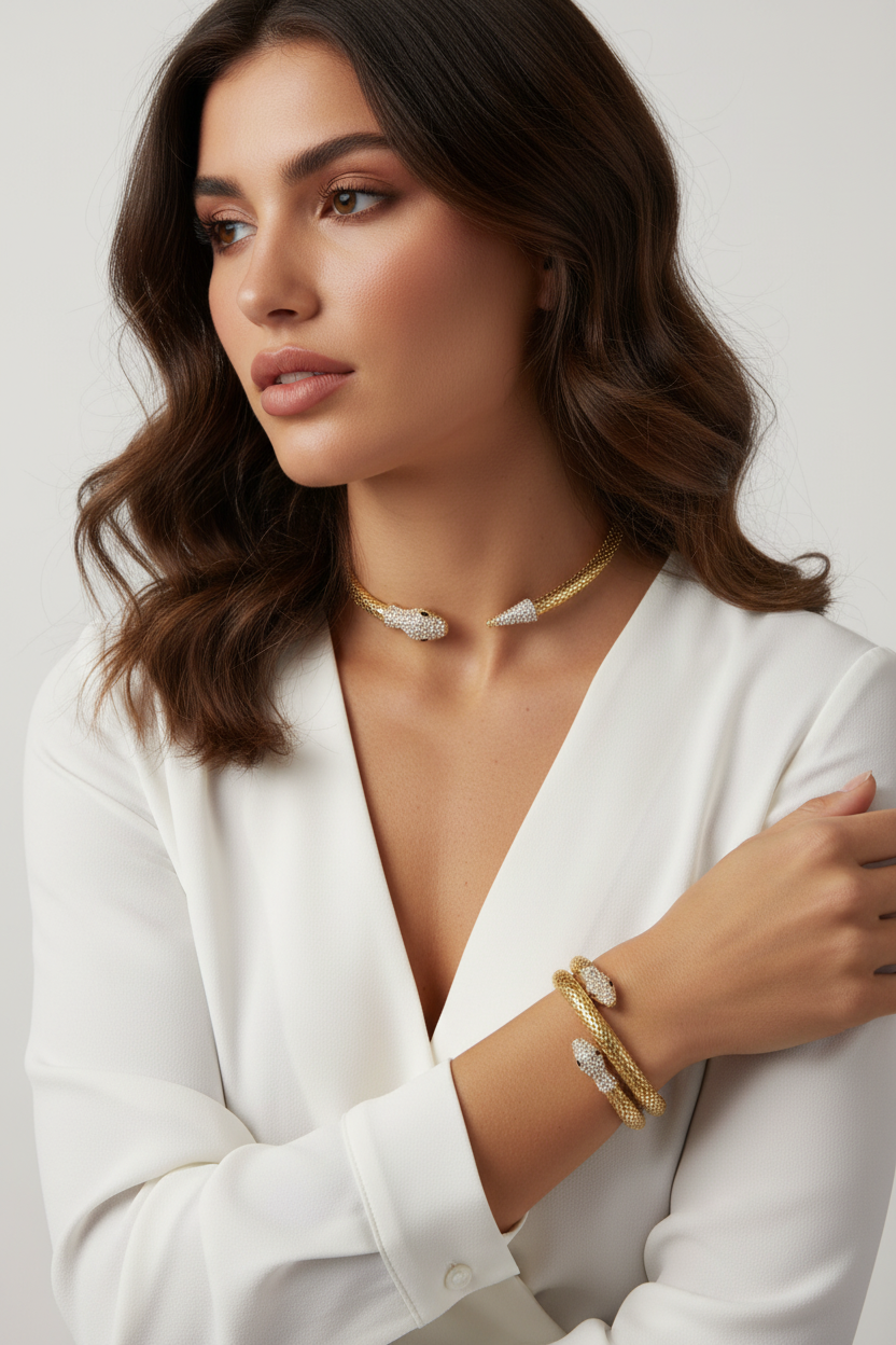 Set Serpente - Collana testa e coda + Bracciale - Sofia